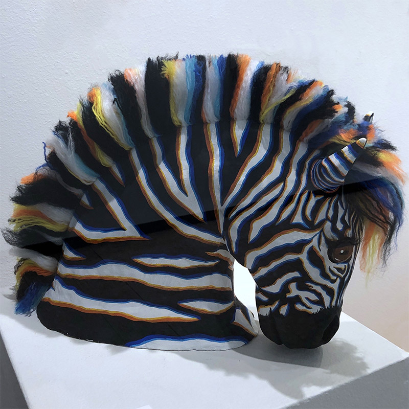 Hand made zebra bust for art show