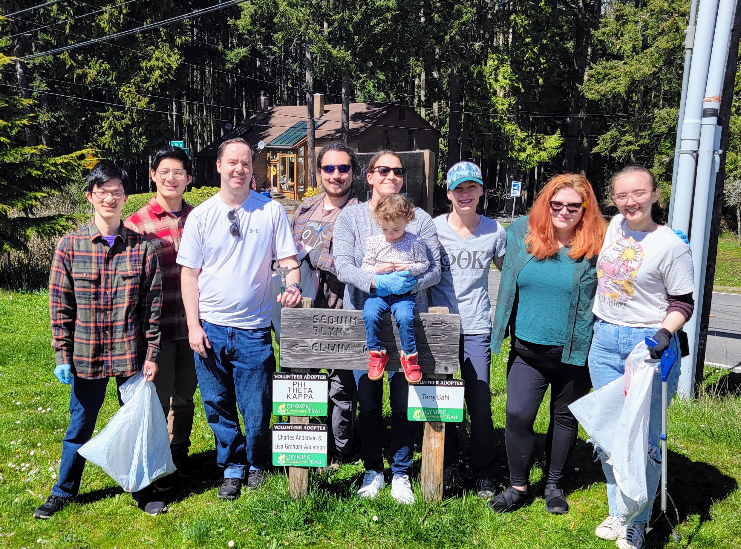 Members of PC's Phi Theta Kappa chapter clean up the Olympic Discovery Trail
