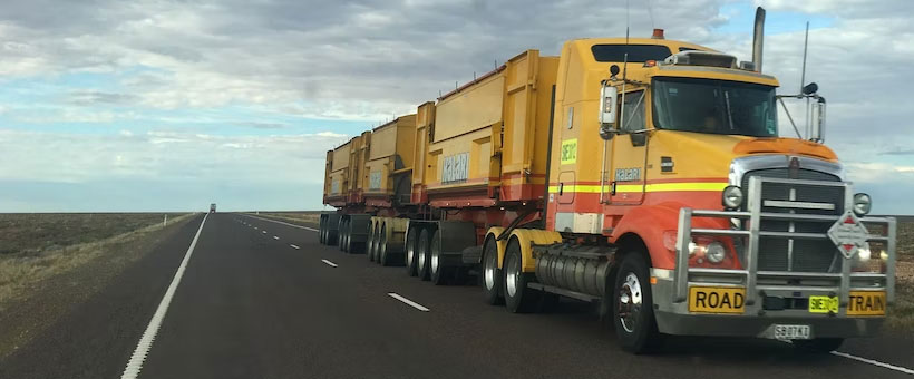 Truck driving on highway