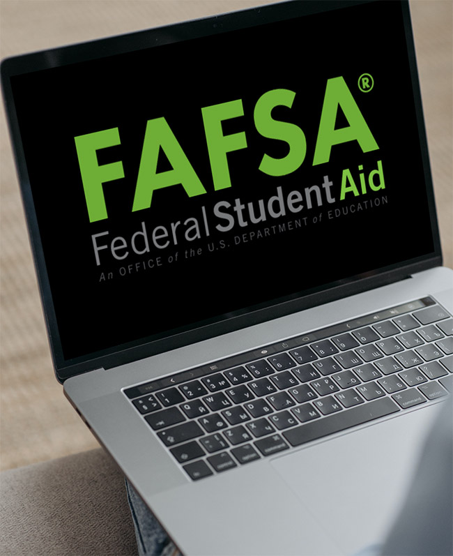 Laptop with FAFSA written on it