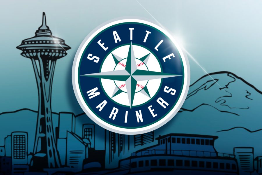 Seattle Mariners logo over Seattle image