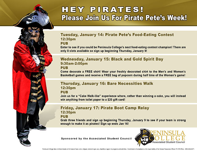 Hey Pirates Please Join Us For Pirate Pete S Week Peninsula College