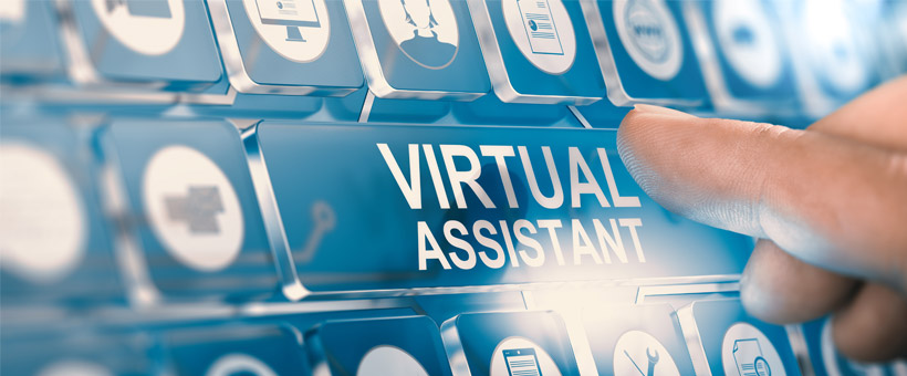 Finger pressing a button called Virtual Assistant