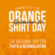 graphic with orange background and handprints that reads Orange Shirt Day September 30