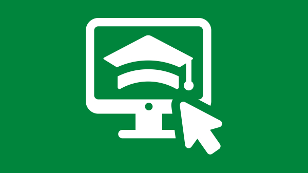 Computer screen with graduation cap
