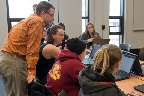 Instructor and students in classroom