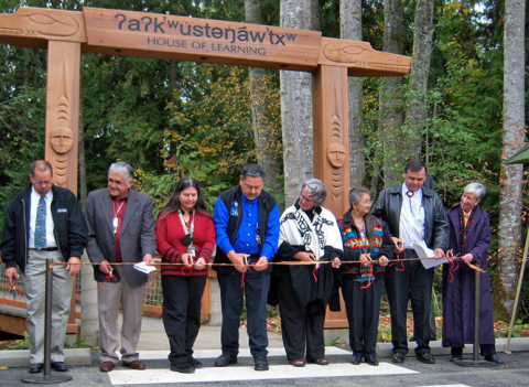 Longhouse ribbon cutting ceremony with local tribes